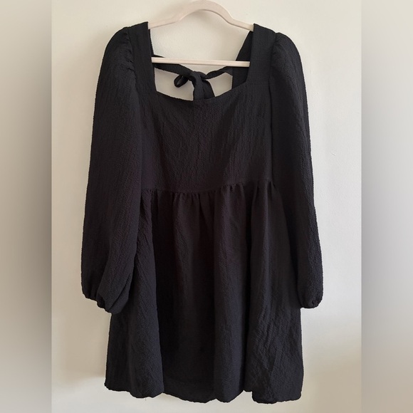 Tops - Black promesa Square-Neck Babydoll Long-Sleeve Top size L